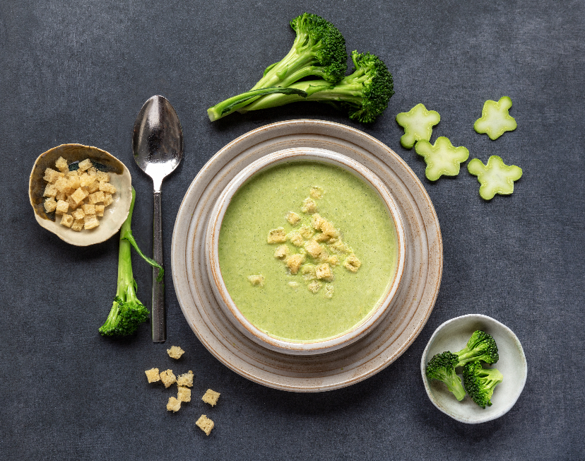 Broccoli Soup and Croutons