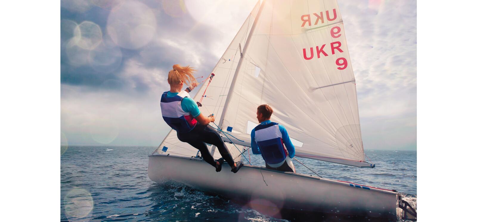 Man and woman sailing