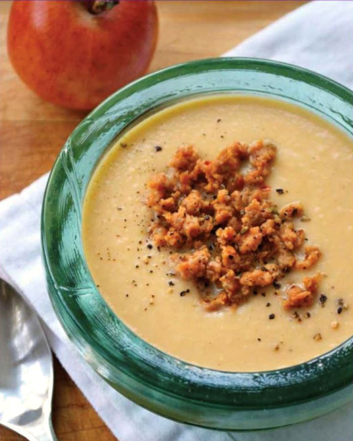 Apple Parsnip Cream With Chorizo Sausage Soup