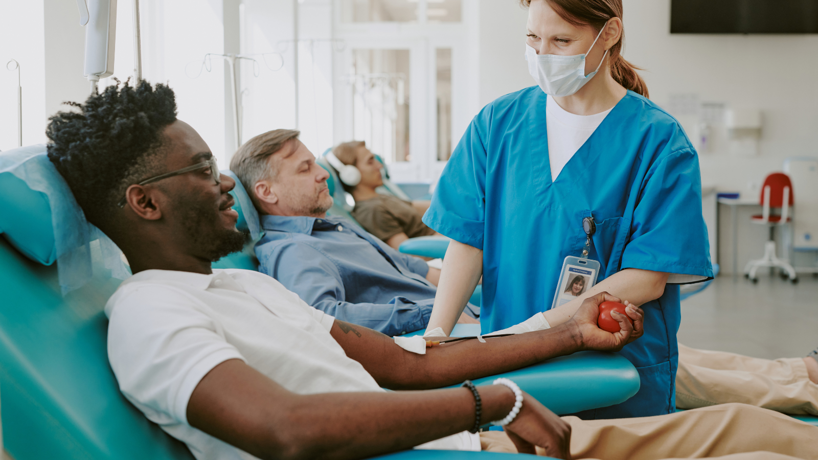 man receives treatment during clinical trials