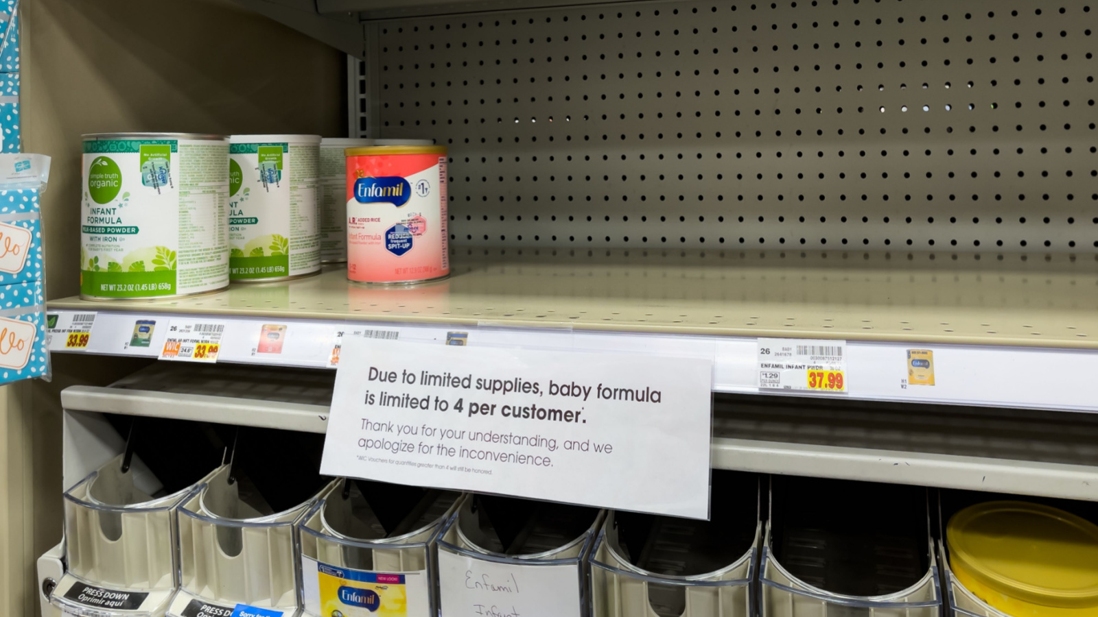 Empty bay formula shelves