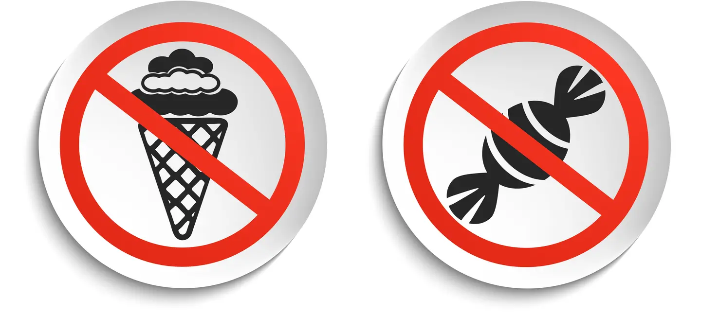 No sweets Prohibition Signs