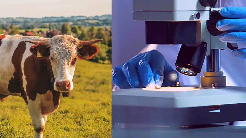 cow and microscope