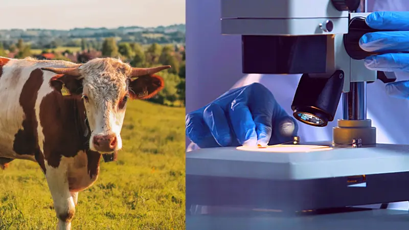 cow and microscope cow and microscope