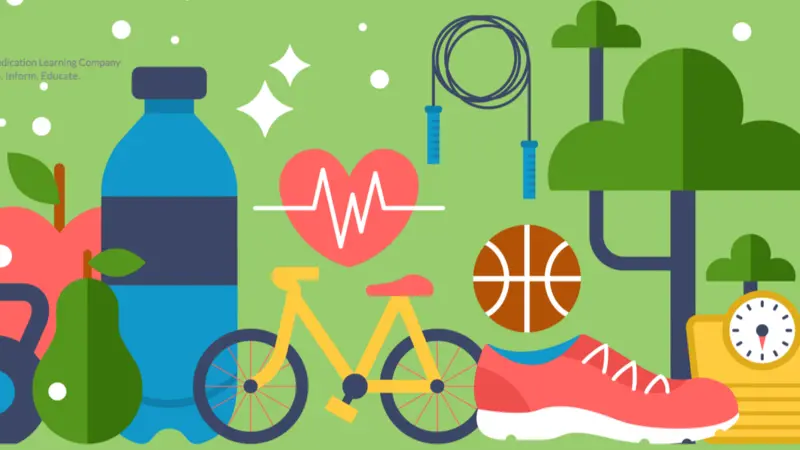 Healthy lifestyle concept with food and sport icons Healthy lifestyle concept with food and sport icons