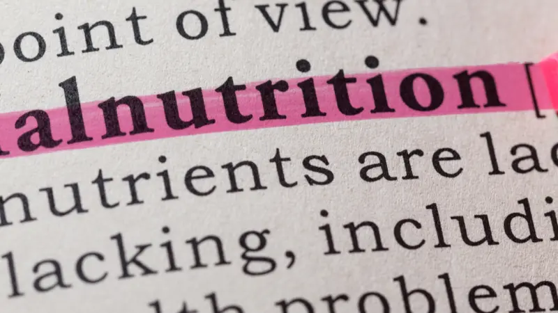 Dictionary definition of the word malnutrition. including key descriptive words. Dictionary definition of the word malnutrition. including key descriptive words.