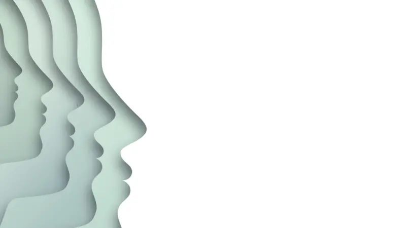Realistic paper cut human head in white color with red circle cutout for headache concept Realistic paper cut human head in white color with red circle cutout for headache concept