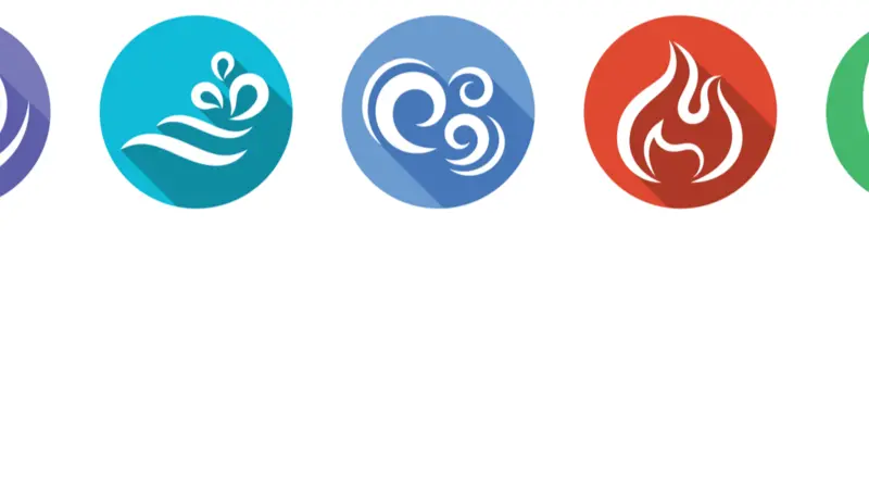 The Five elements of Ayurveda with ether water wind fire and earth circle icon sign vector design The Five elements of Ayurveda with ether water wind fire and earth circle icon sign vector design