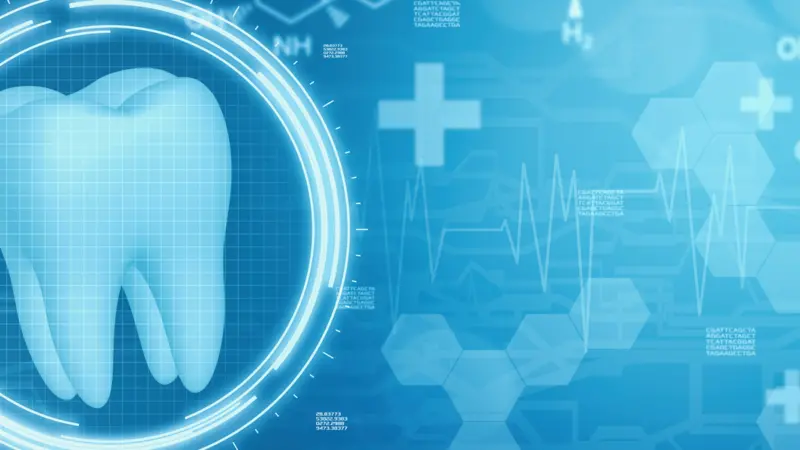 dentistry background image with futuristic interface and medical symbols.