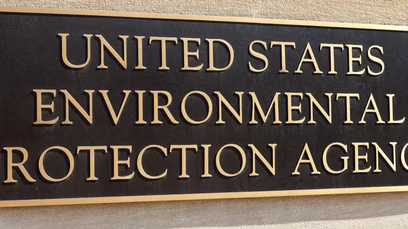 Plaque outside the United States Environmental Protection Agency (EPA) in downtown Washington, DC