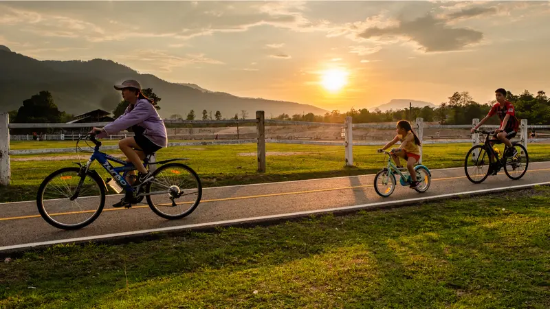 people are out for biking and workout for their good health and immune defense people are out for biking and workout for their good health and immune defense