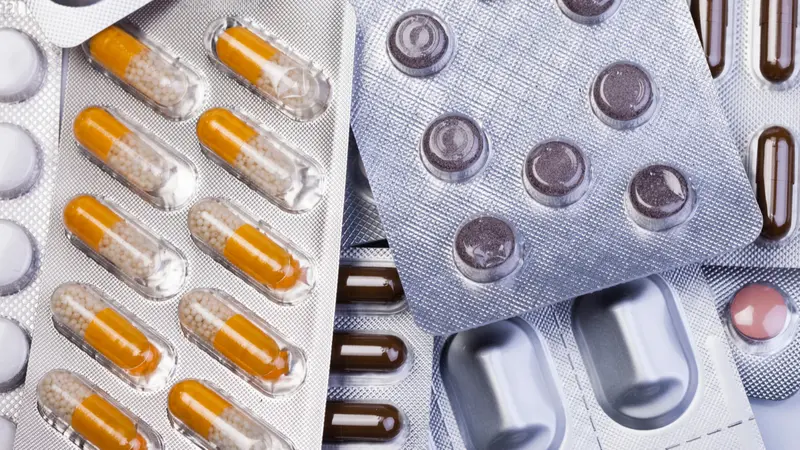 packaging for drugs: painkillers, antibiotics, vitamins tablets