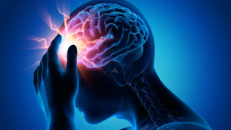 Man with migraine headache - 3D illustration Man with migraine headache - 3D illustration