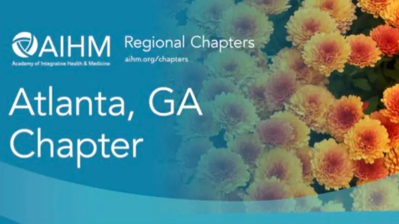 AIHM logo with Atlanta chapter name and photo of flowers
