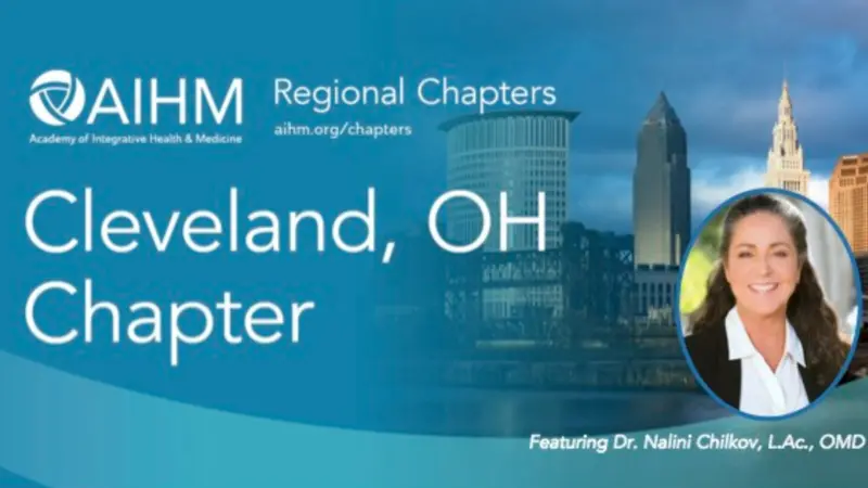 AIHM logo with Cleveland chapter name and photo of featured speaker