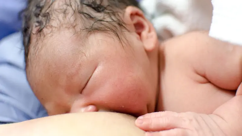 Newborn baby breast feeding. Newborn baby breast feeding.