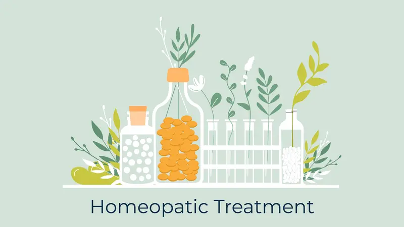 Green organic natural homeopathic pills in glass jars. Homeopathy treatment vector.
