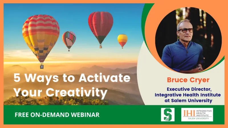 5 Ways to Activate Your Creativity banner showing speaker image, event details, and hot air balloons