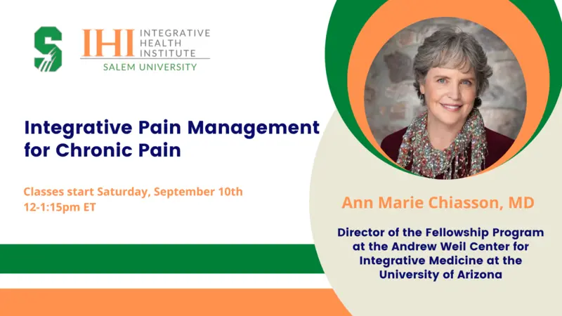 Integrative Pain Management for Chronic Pain Banner image for event showing logistics and images of speakers