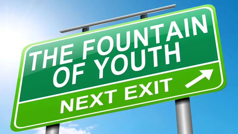 Illustration depicting a sign with a fountain of youth concept. Illustration depicting a sign with a fountain of youth concept.