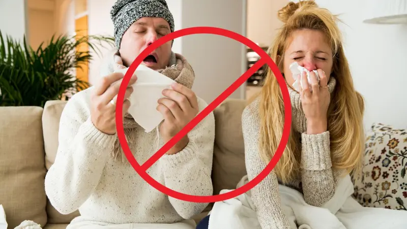 Sick couple catch cold.