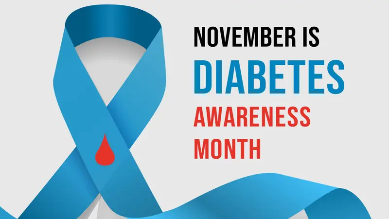 November Diabetes Awareness Month illustration with ribbon