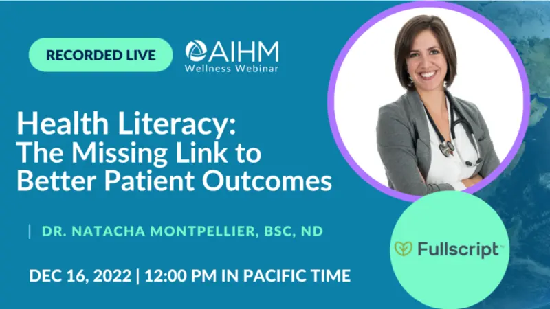 Dr. Natacha Montpellier, AIHM Wellness Webinar Banner