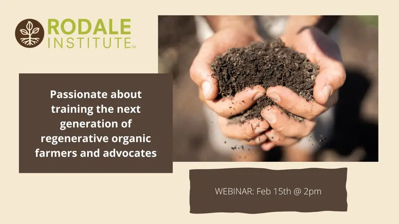 Quantifying the Potential to Reduce Greenhouse Gas Emissions and Increase Carbon Sequestration by Growing and Marketing Climate-Smart Commodities in the Southern Piedmont Rodale webinar banner image