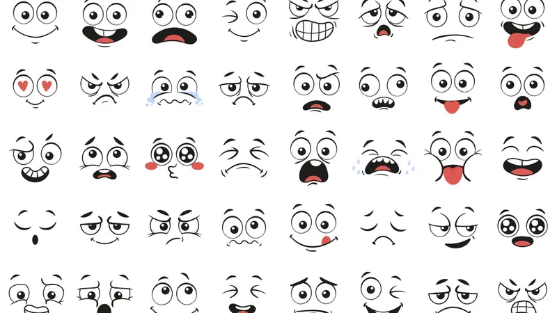 Caricature comic emotions or emoticon doodle