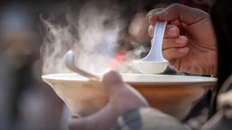 A hot soup in winter