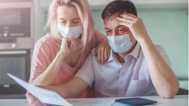 Couple worried and upset about money problem during the pandemic coronavirus