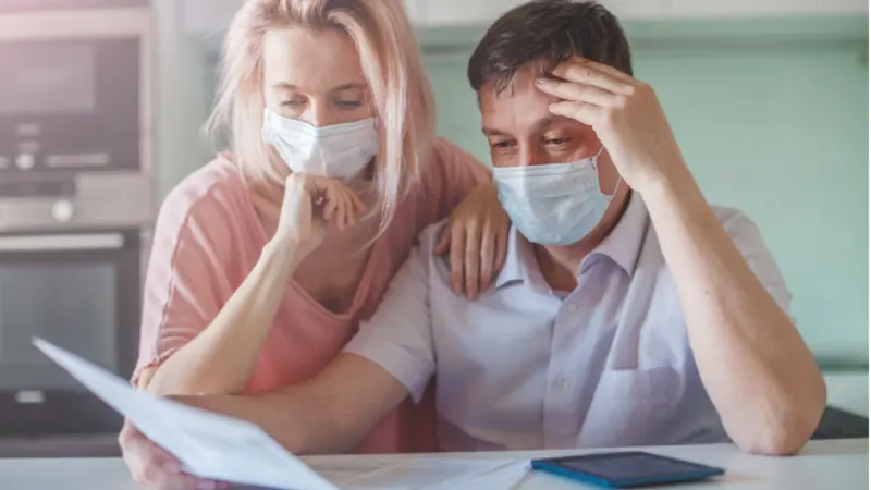 Couple worried and upset about money problem during the pandemic coronavirus Couple worried and upset about money problem during the pandemic coronavirus