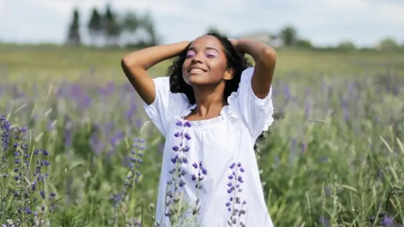 Girl in wild flowers