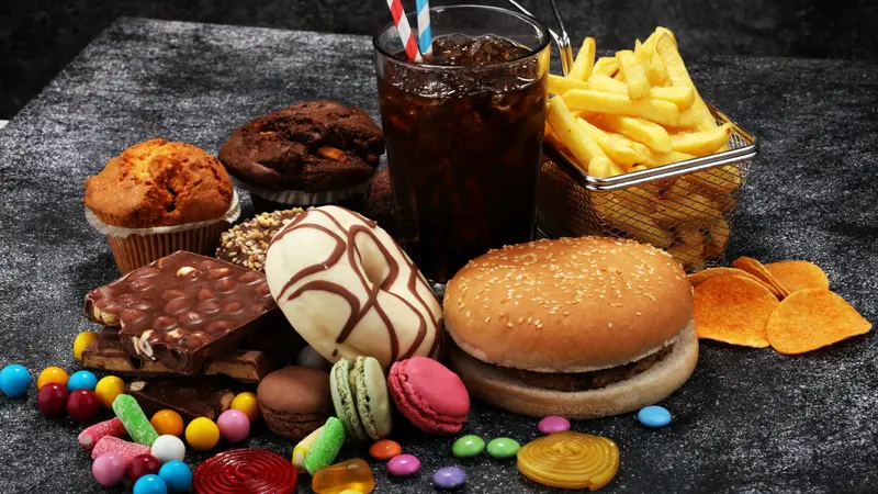 Unhealthy food products.