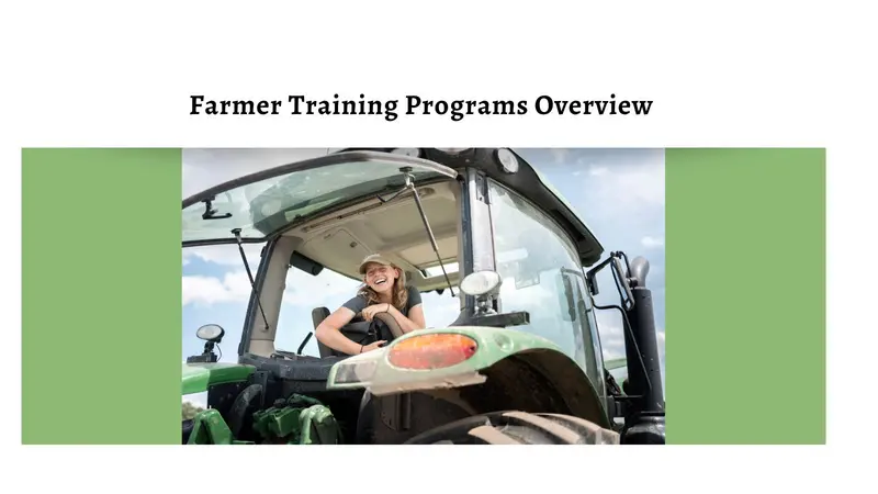 Webinar: Farmer Training Programs Overview Webinar: Farmer Training Programs Overview