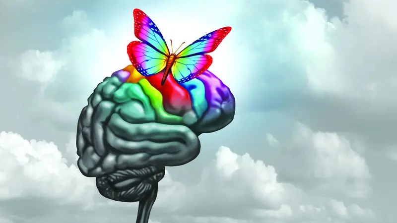 3D brain illustration with butterfly 3D brain illustration with butterfly