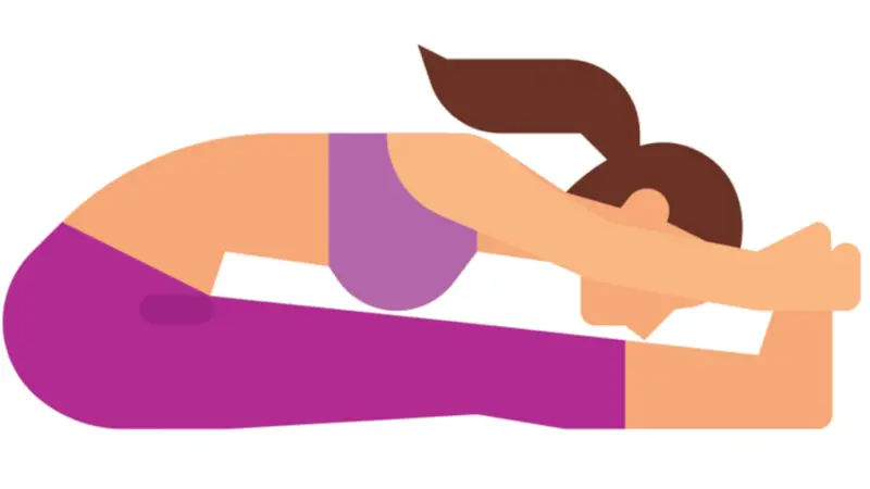 Illustration of a women performing seated forward bend