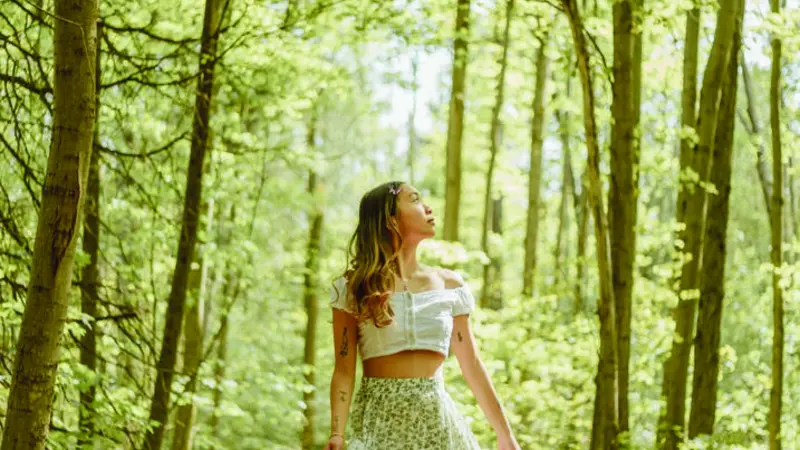 A girl in the woods A girl in the woods