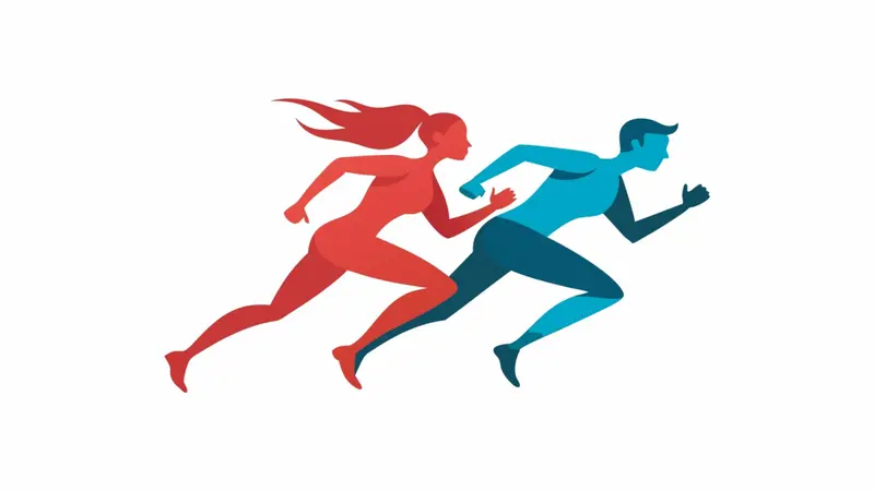 vector artwork of a running couple in dynamic movement. vector artwork of a running couple in dynamic movement.