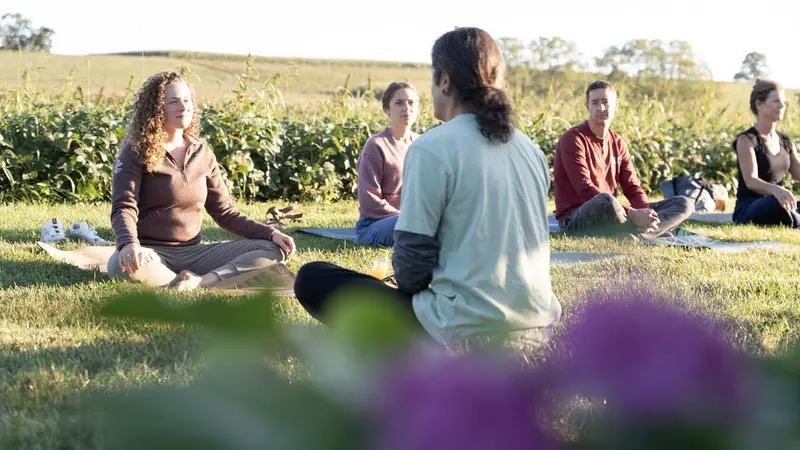 Practicing Tai Chi on a farm