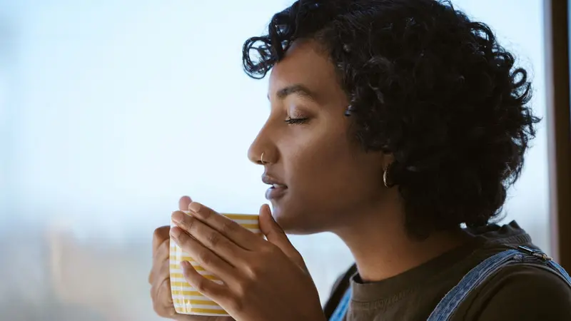 Woman drinking coffee Woman drinking coffee