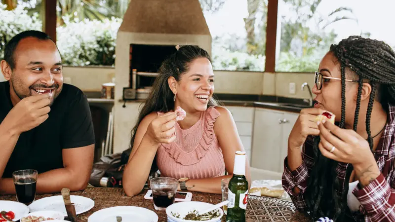 Group of friends sharing a meal together