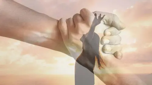 Lady Raising Arms in Air in Celebration