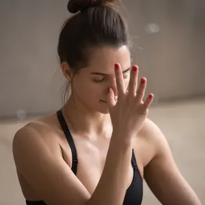 woman demonstrating Buteyko Breathing Technique