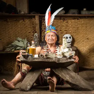 shaman man preparing to perform a ritual 
