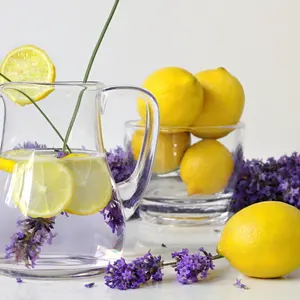lemons and lavender flowers rich in Perillyl Alcohol