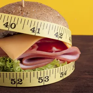 Hamburger wrapped in a measuring tape