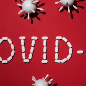 covid 19 sign and virus cells