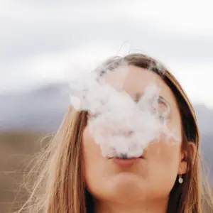 vapor obscures girl's face