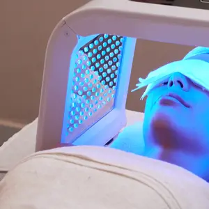 blue light therapy on woman
